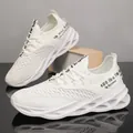 Ademende witte blade hardloopschoenen voor heren lichtgewicht flyknit sport sneakers - 36 / Wit