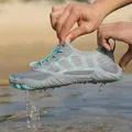Breathable grey and turquoise quick-dry water shoes for beach surfing and wading - 35 / Light Gray