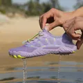 Purple quick-dry water shoes for beach and outdoor water sports with yellow grip sole - Purple