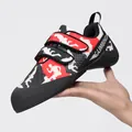 Professional bouldering climbing shoe in red and black with velcro straps - 32 / Black Red