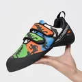 Professional multi-color climbing shoes with velcro straps for indoor bouldering - Black Green