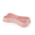 Bone-shaped double pet feeding bowl in soft pink for small dogs and cats water food - Pink