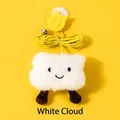 Hanging retractable cat toy featuring a plush white cloud design and a small bell attachment - Cloud