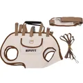 Detailed view of the breathable pet carrier harness set including adjustable straps - S / Off White