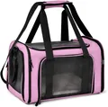 Portable pink pet carrier bag with breathable mesh windows for small dogs and cats. - L / Pink