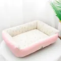 Comfortable soft pink tulip floral pattern pet bed for small and medium dogs and cats - Size 3 (60x50cm) / Pink Tulip