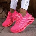 Chaussures de course rose vif avec tige en mesh respirant et semelles épaisses amortissantes - 36 / Rose rouge