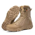 Durable desert tan men's outdoor steel toe hiking boots with heavy-duty lug sole - 39 / Khaki