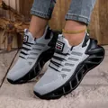Baskets de course grises respirantes avec semelle noire creuse ultra-légère pour hommes et femmes - 36 / Gris