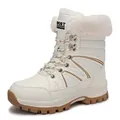 Gefütterte weiße Damen-Winterstiefel mit flauschigem Kunstfell und robuster Profilsohle - 36 / Weiß