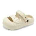 Cream children's closed-toe sandals with soft sole and buckle straps for summer - 26-27 / Beige