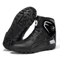 Botas profesionales de moto negras con hebilla giratoria rápida y suela de goma antideslizante - 39 / Negro y Blanco