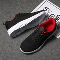 Lichtgewicht ademende herensportschoenen van flying knit in zwart en rood variant - 39 / Zwart Rood