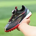 Children's soccer shoes with turf studs and colorful gradient rotating buckle design - 29 / Black
