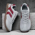 Retro grey and red German army trainer style casual unisex sneakers for men and women - 36 / Light Grey Red