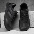 Classic all-black retro German Army Trainer style casual sneakers for both men and women - 36 / Black