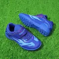 Blue breathable mesh kids' soccer shoes with turf studs and easy velcro strap closure - 29 / Sapphire Blue