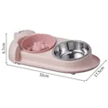 Doppel-Haustiernapf mit Edelstahl- und rosa Antischling-Einsatz Größe 32x17,5x6,7 cm - Slow Feeder & Edelstahl-Doppelnapf / Kleines Katzenmodell (32x17.5x6.7cm) / Rosa