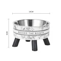 Erhöhter Edelstahlnapf für Hunde mit Blumendruck und Holzbeinen, 14 cm Durchmesser - Erhöhte Schale mit Edelstahl (Blumenmuster-Stil) / Beutelverpackung