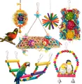 Complete 6-delige kleurrijke vogel speelset met schommel, ladder en gevlochten ballen - T198 Stijl / 6-Delige set