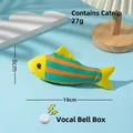 Juguete para gatos de pez de peluche a rayas con hierba gatera y caja de sonido. - Pez Rayado Verde