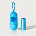 Blue capsule pet waste bag dispenser with hook and matching blue refill roll - Capsule Box + Waste Bag / Light Blue