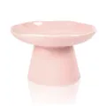 Ciotola rialzata in ceramica rosa per gatti con bocca larga per la protezione del collo - Smalto al Forno Rosa
