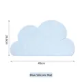 Cloud shaped blue silicone pet food mat, size 48x26.8cm. Anti-slip mat. - Cloud Mat / 48x26.8cm / Sky Blue