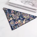 Bohemian dark blue paisley floral pattern pet bandana scarf for cats and dogs accessory - S / Geometric Blue / Blue