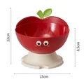 Cute red apple-shaped elevated pet bowl with neck protection for cats and small dogs - Single Bowl / Red