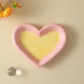 Hand-painted heart-shaped ceramic pet bowl in pink and yellow finish - S / Heart Shape / Pink and Yellow Contrast