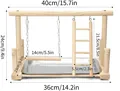 Parque infantil de madera para aves con columpio y escalera, especificaciones de tamaño - Soporte Solo