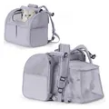 Premium expandable gray pet carrier backpack with breathable mesh windows for large cats - Pets Within 8kg / Gray
