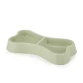 Durable bone-shaped double pet bowl for small dogs and cats in soft light green color - Green