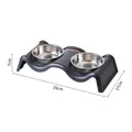 Double stainless steel pet bowls with black non-slip stand dimensions 35x17x7cm - Wave Cream Double Bowl / Black