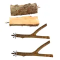 Set di 4 posatoi per uccelli in legno naturale con rami e tavola per pappagalli. - 4 piece set 1