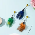 Buntes 3er-Pack 6cm Feder-Katzenangel-Ersatzköpfe mit goldenen Glöckchen für Katzen - Nr. 11 Insekt - Blau / Blau