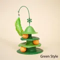 Interaktives dreistöckiges Weihnachtsbaum-Katzenspielzeug mit Bällen und grüner Feder - Grün