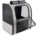 Large gray pet carrier backpack with breathable mesh and zippered front opening - L / Gray