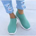Breathable mint green fly-knit slip-on sneakers for women lightweight casual footwear - 35 / Green
