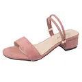 Elegantes sandalias de tacón bajo en ante rosa con un versátil diseño de correa de dos posiciones - 34 / Rosa