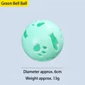 Macaron green plastic cat toy ball with internal bell and paw cutouts, 6cm diameter. - Green Bell Ball