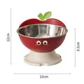 Apple-shaped stainless steel pet bowl with adjustable stand for cats and small dogs - Stainless Steel Bowl Set / Red