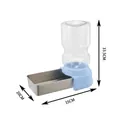 Automatic pet water dispenser with stainless steel bowl and gravity water bottle - Transparent / 4L Capacity / Blue