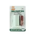 Portable mint green dog poop bag dispenser set with 15 scented brown bags in retail packaging - Chocolate Bag Set / Blister Card (1 Roll 15 Bags)