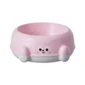 Cute pink pet bowl featuring a cartoon face design with a stable non-slip white base - Without Stainless Steel Inner Bowl / Pink