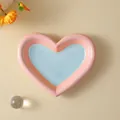 Hand-painted heart-shaped ceramic pet bowl for cats and dogs, pink and blue finish. - S / Heart Shape / Blue & Pink