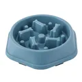 Blue slow feeder dog bowl with bone-shaped maze for healthy anti-choking feeding - Haze Blue / Oversized