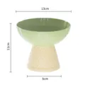 Erhöhter grüner Keramik Futternapf in Eiswaffelform für Katzen und Hunde, 13x11cm - Grün / 13x11cm