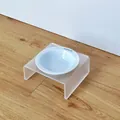 Premium verhoogde acryl kattenbakstandaard met een lichtblauwe keramische voerbak voor honden - Hemelsblauw bakje met enkele standaard